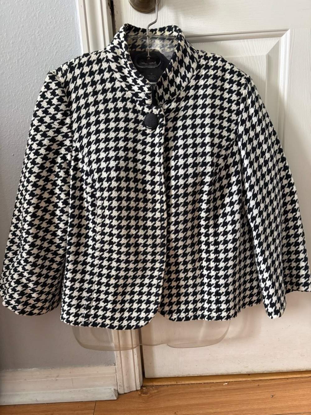 Style & Co Classic Houndstooth Cropped Jacket - Black & White Sz 12